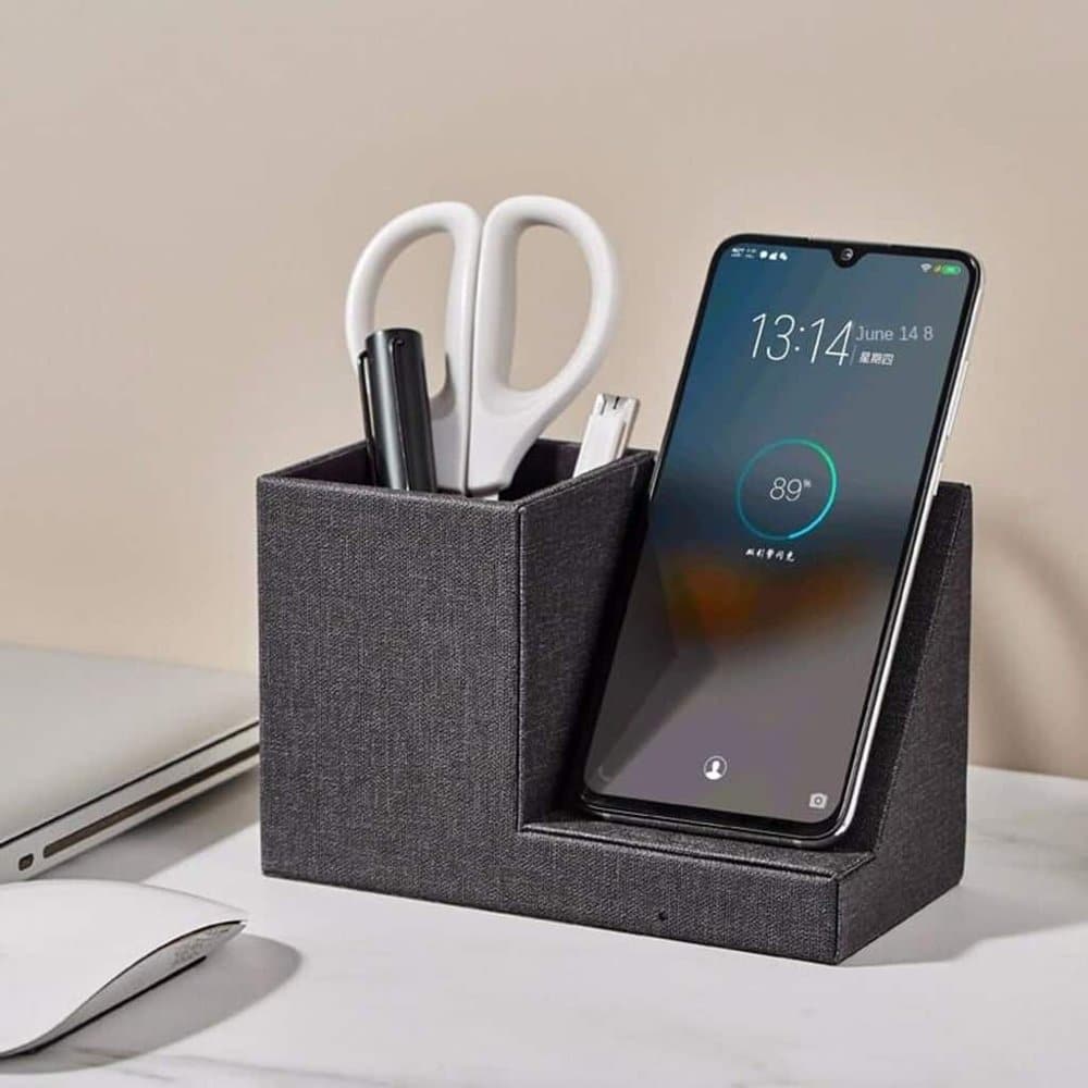 Fast 10W Wireless Smartphone Charger Desk Organizer Box