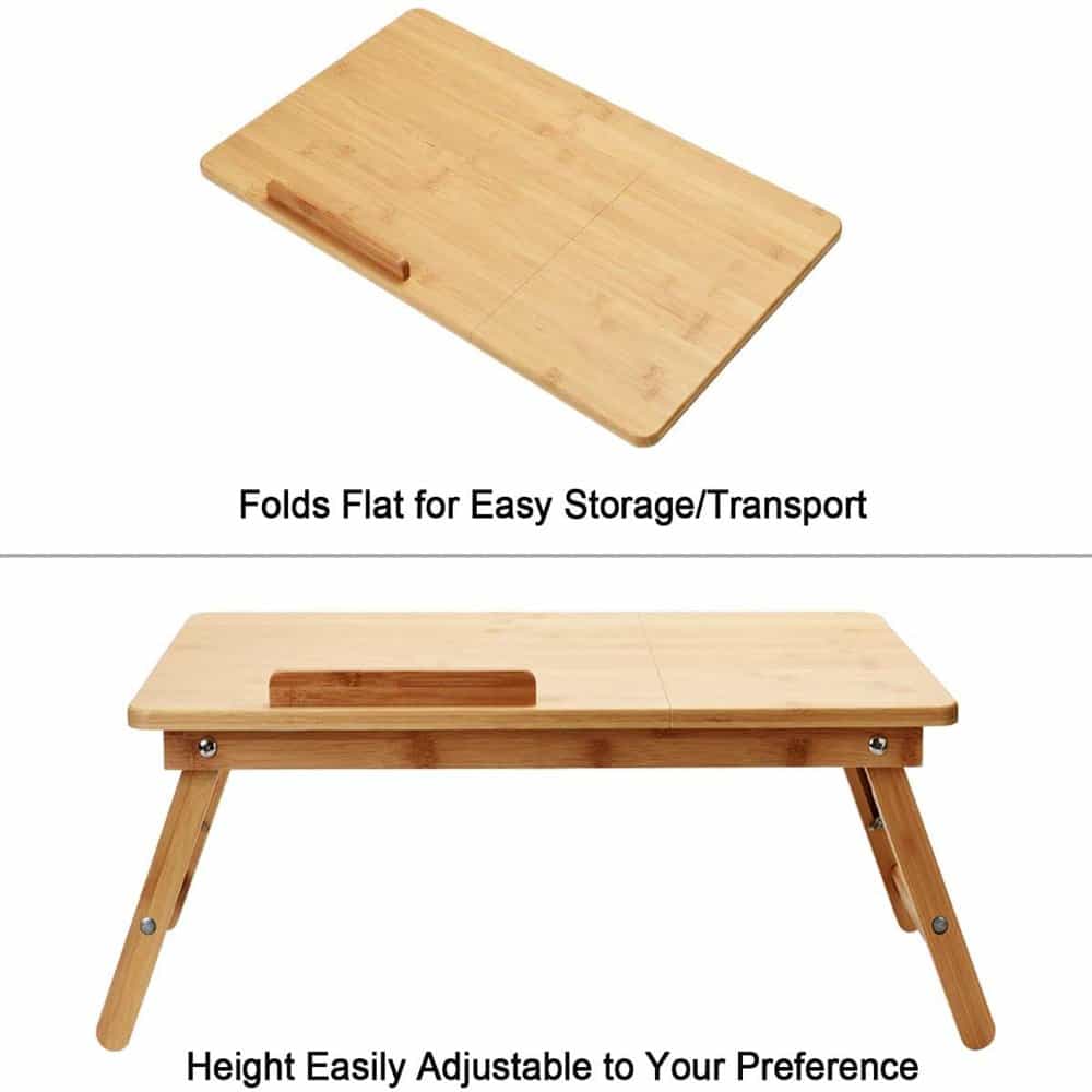 Adjustable Ergonomic Bamboo Wood Laptop Tablet Bed Desk Stand