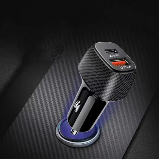 40W Dual Port Fast Universal Car Charger-USB A + Type C Output