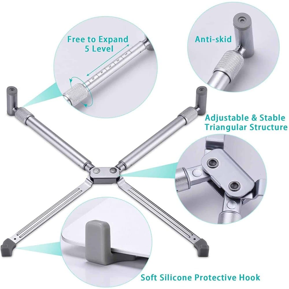 Adjustable Laptop Stand + Anti-Theft Retractable Cable Lock – Combo